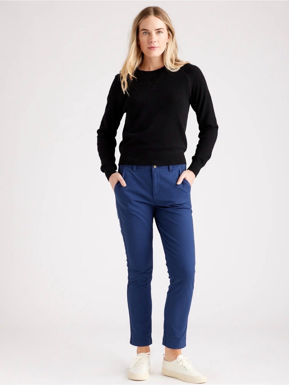 Quince Stretch Cotton Twill Girlfriend Chino Pants - Navy